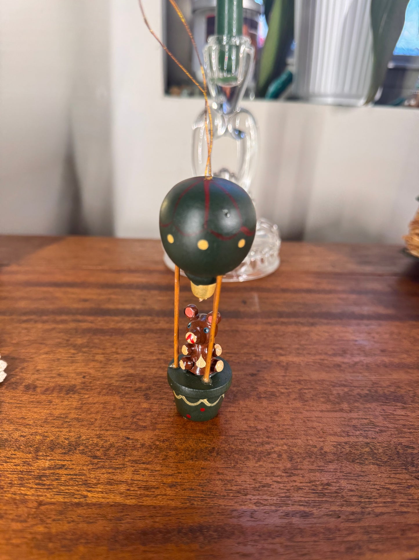 Vintage hot air ballon bear ornament 