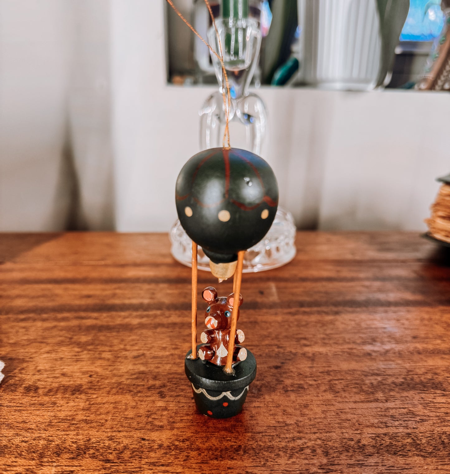 Vintage Hot Air Balloon Bear Ornament