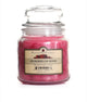 Pink candle in a glass jar labeled 'Memories of Home' by Keystone Candle on a white background.