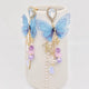 Blue Butterfly Pearl Tassel Earrings