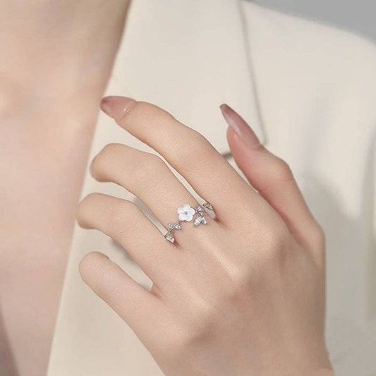 Camellia Vine Sterling Silver Ring