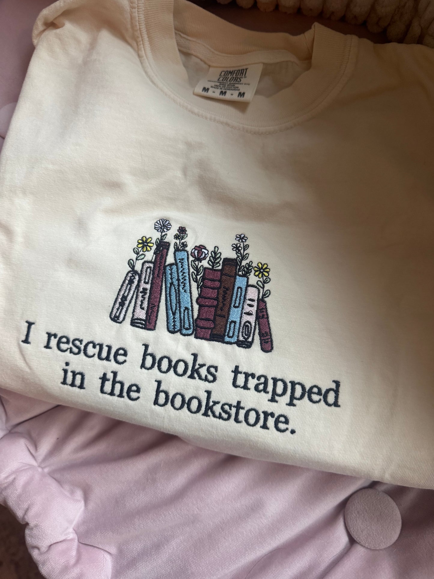 I Rescue Books Embroidered Tee