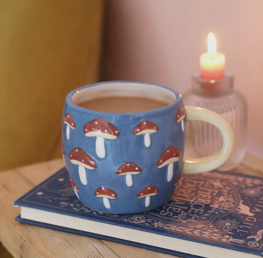 Enchanted Toadstool Mug – Blue Ceramic