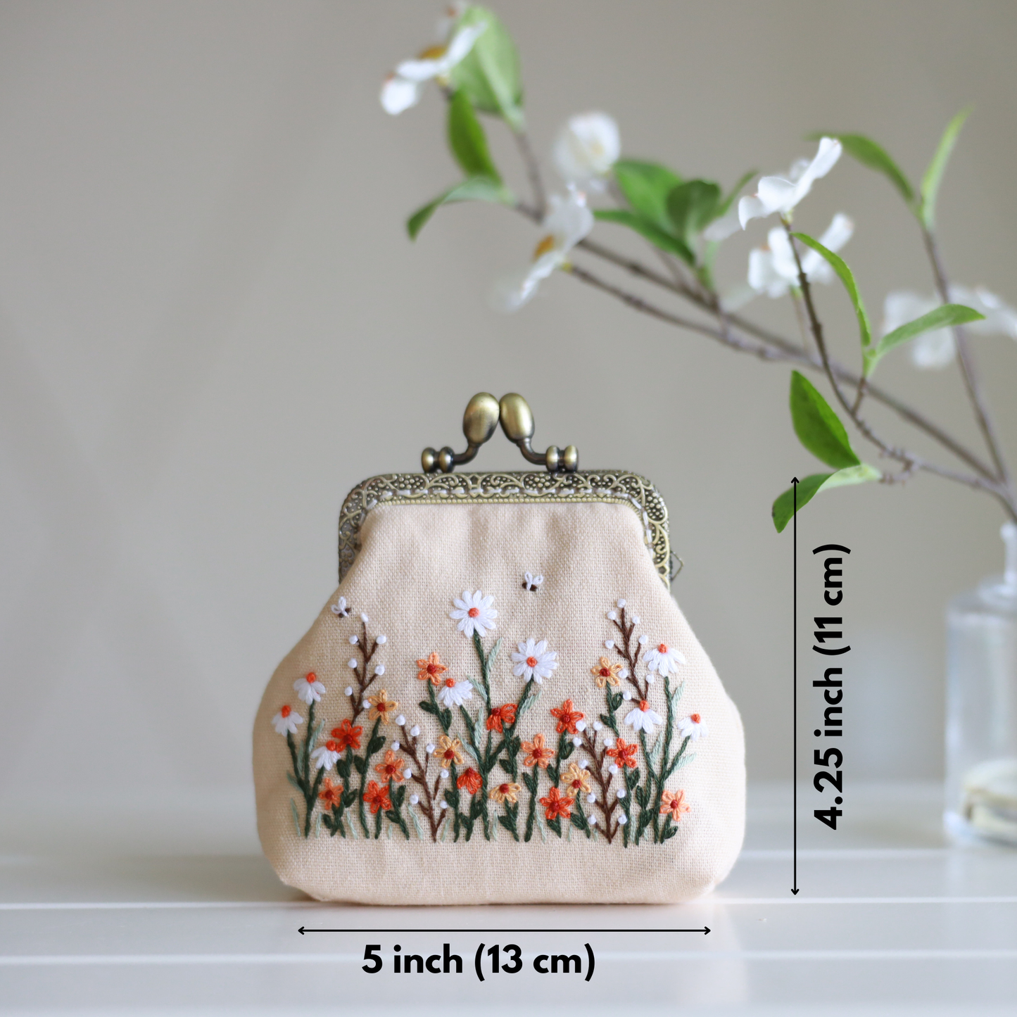 Vintage Floral Embroidered Coin Purse - (Pre-Order)
