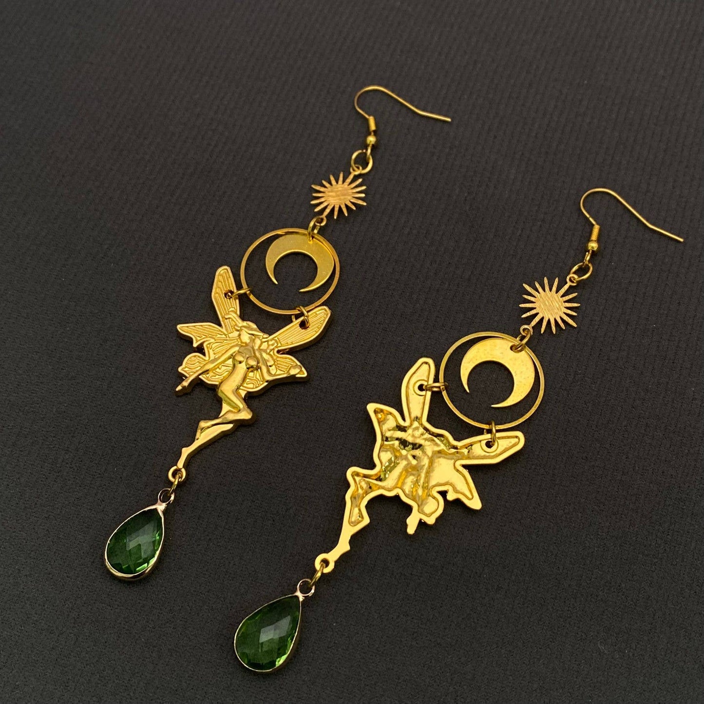 Enchanted Elf & Moon Crystal Earrings