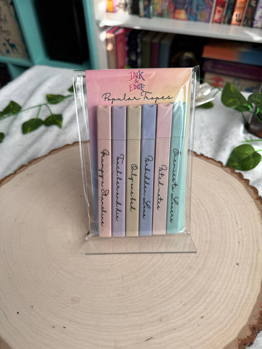 Popular Bookish Tropes Highlighter Set | Reader Annotation Highlighters (Pack of 6)