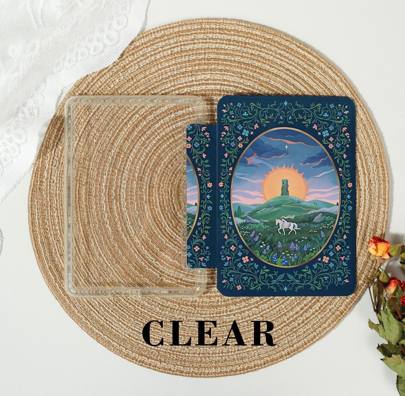 Enchanted Rider Clear-Back Kindle Case with Strap