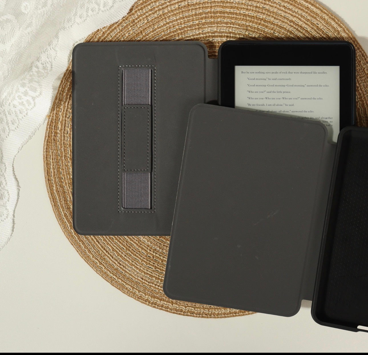 Moonlit Foxglove Forest Clear-Back Kindle Case with Strap