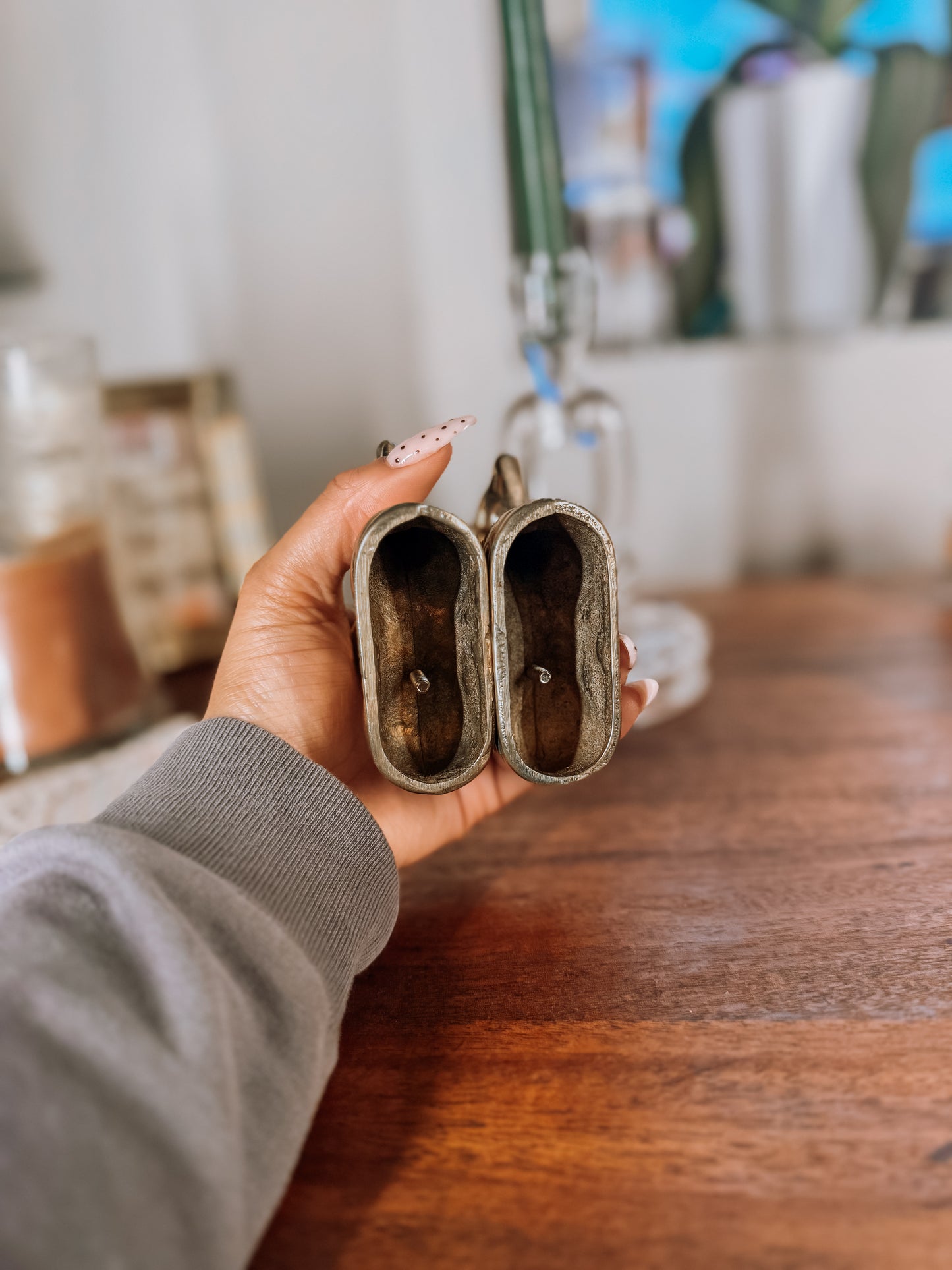 Vintage Brass Reindeer Candle Duo