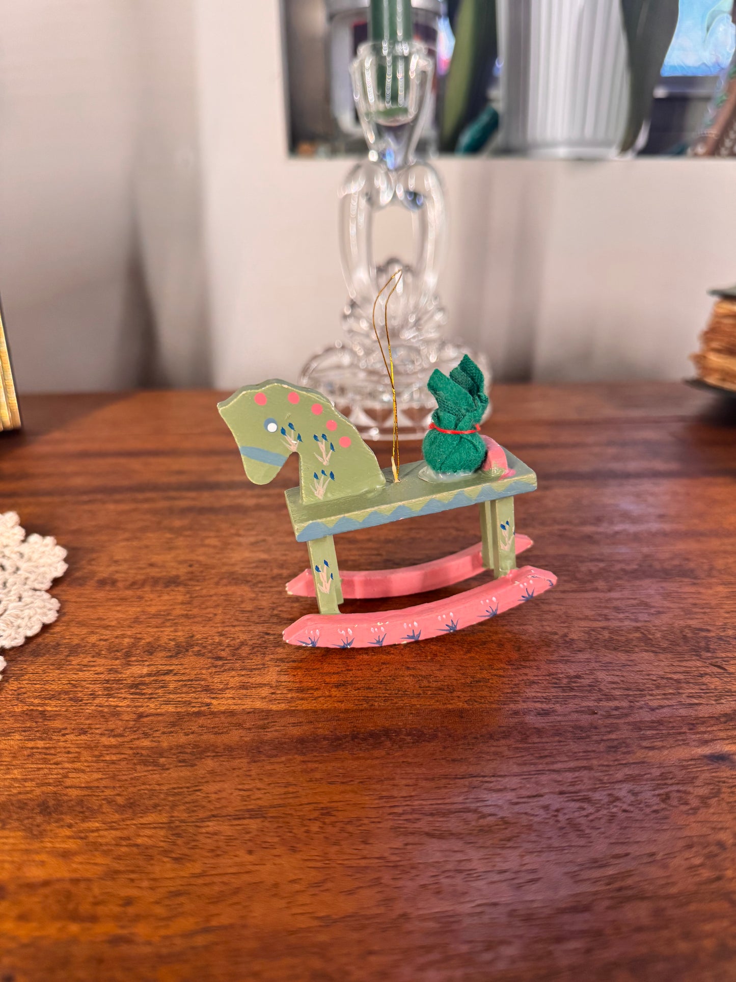 Vintage Wooden Rocking Horse Ornament