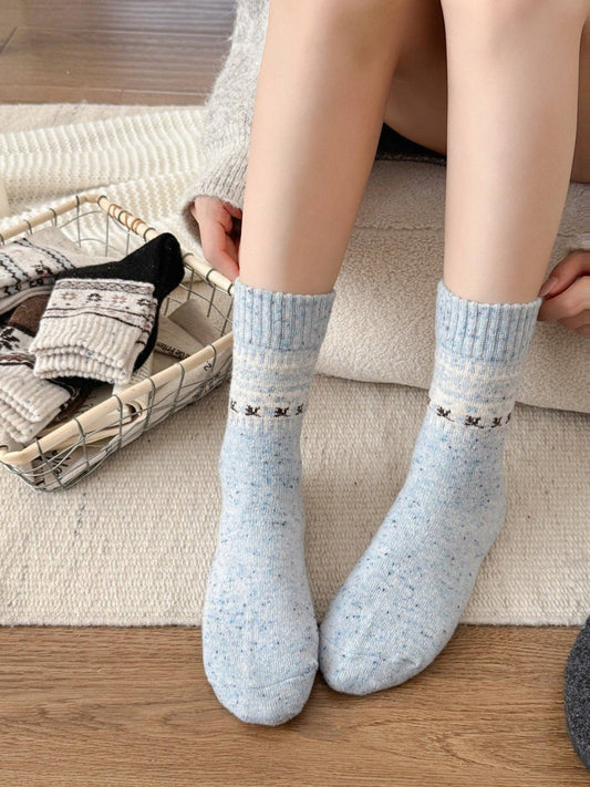 Winter Blue Snowflake Socks