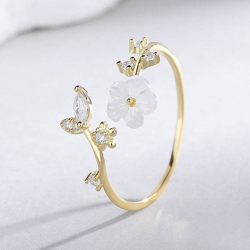 Camellia Vine Sterling Silver Ring PREORDER
