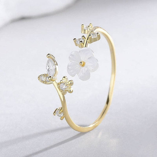 Camellia Vine Sterling Silver Ring