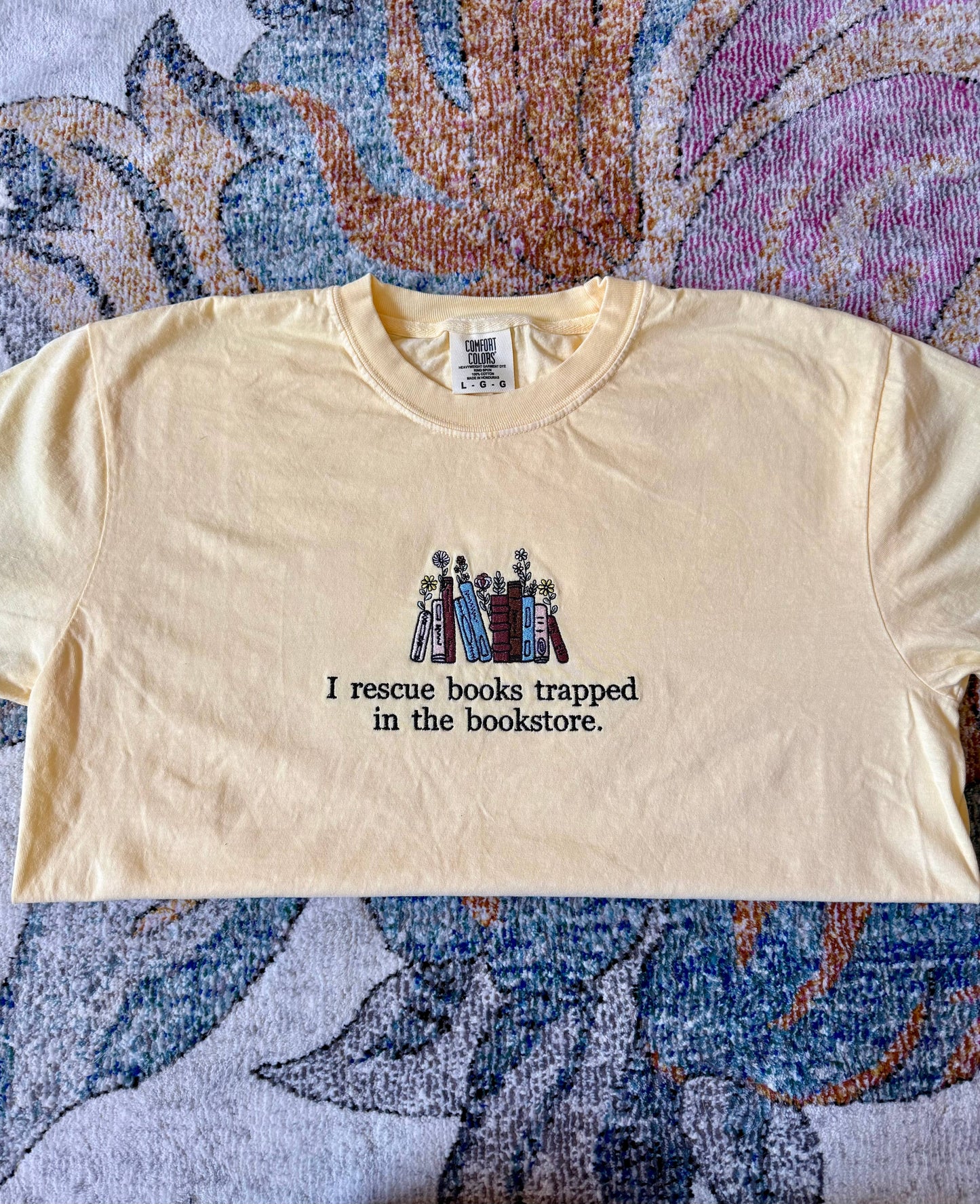 I Rescue Books Embroidered Tee