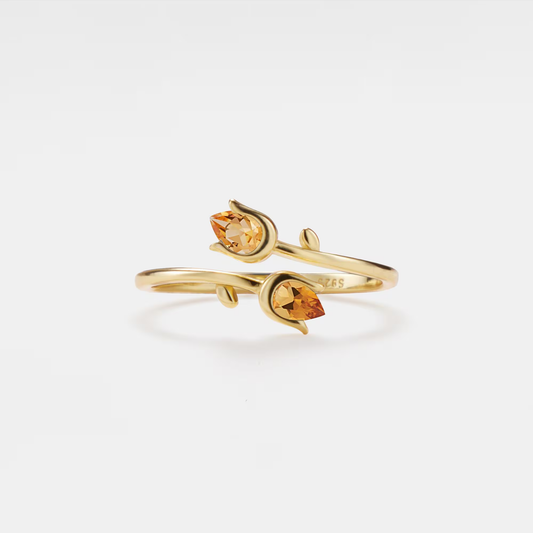 Citrine Tulip Sterling Silver Adjustable Ring