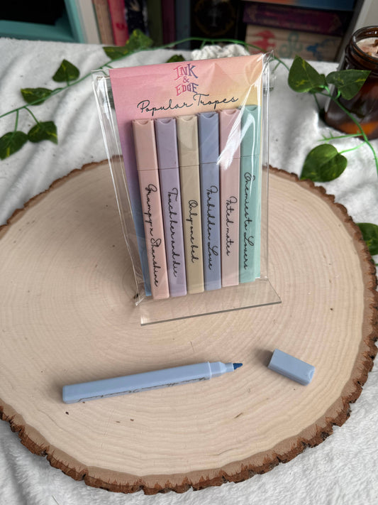 Popular Bookish Tropes Highlighter Set | Reader Annotation Highlighters (Pack of 6)