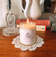 With love Meena signature candle. Peach black cherry and vanilla 