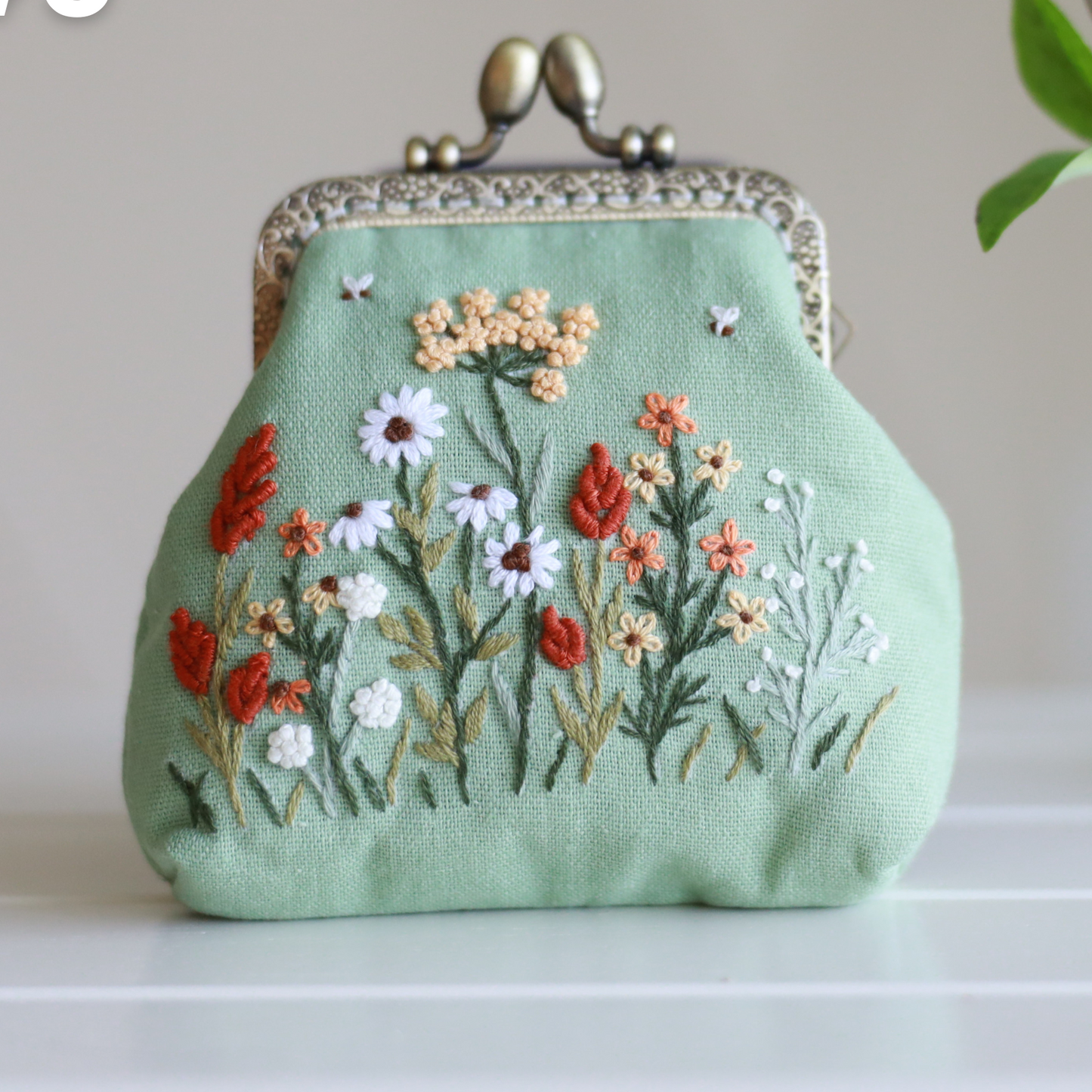 Vintage Floral Embroidered Coin Purse - (Pre-Order)