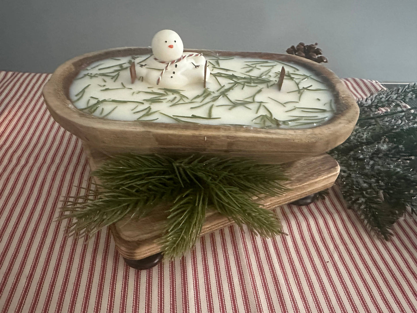 Snowman Dough Bowl Soy Wax Candle (Balsam Fir)