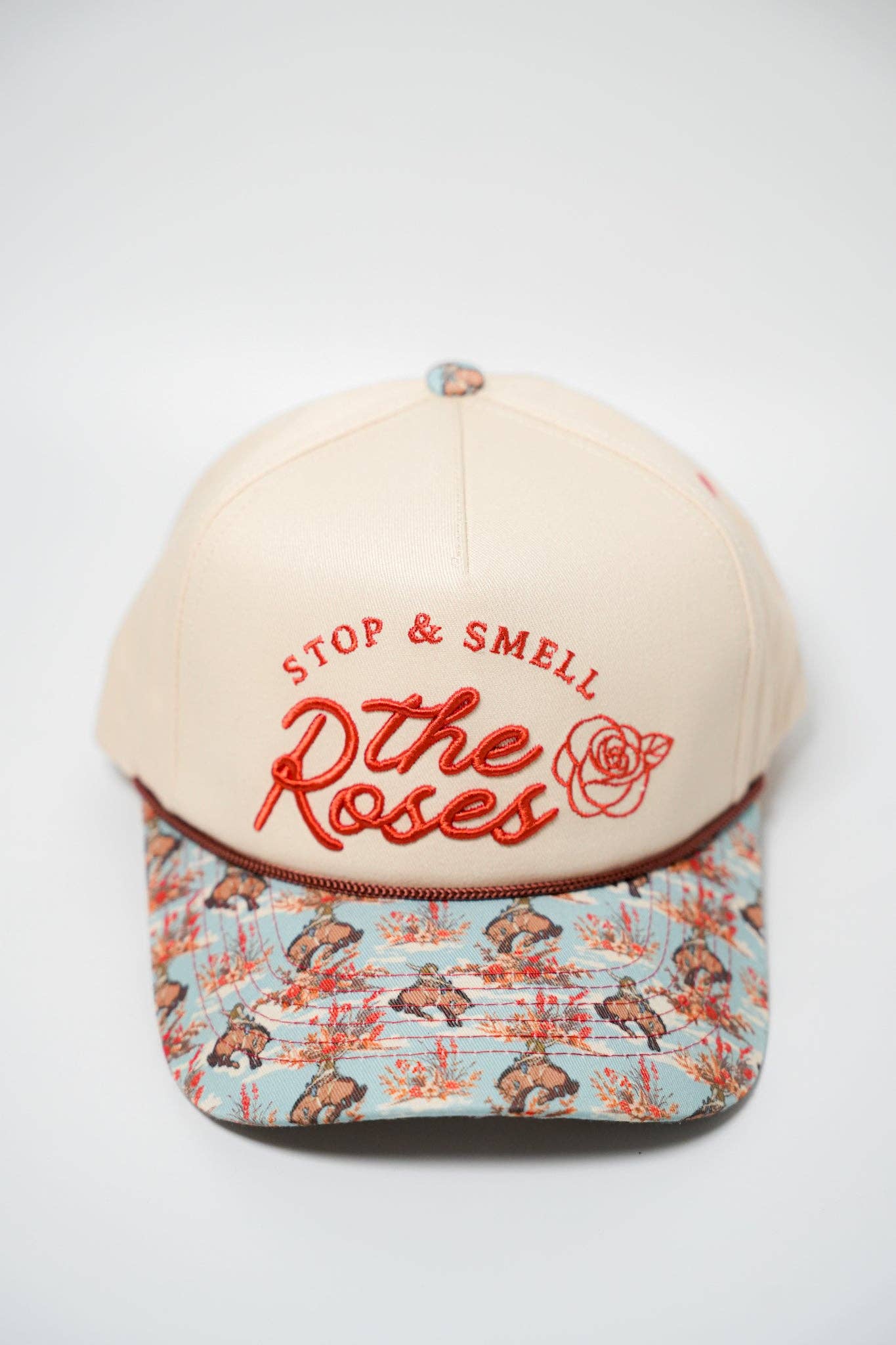 Smell the Roses Embroidered Canvas Cap