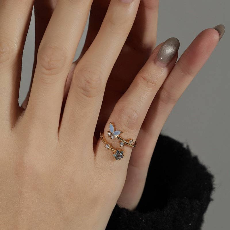 Starlit Butterfly Adjustable Ring PREORDER