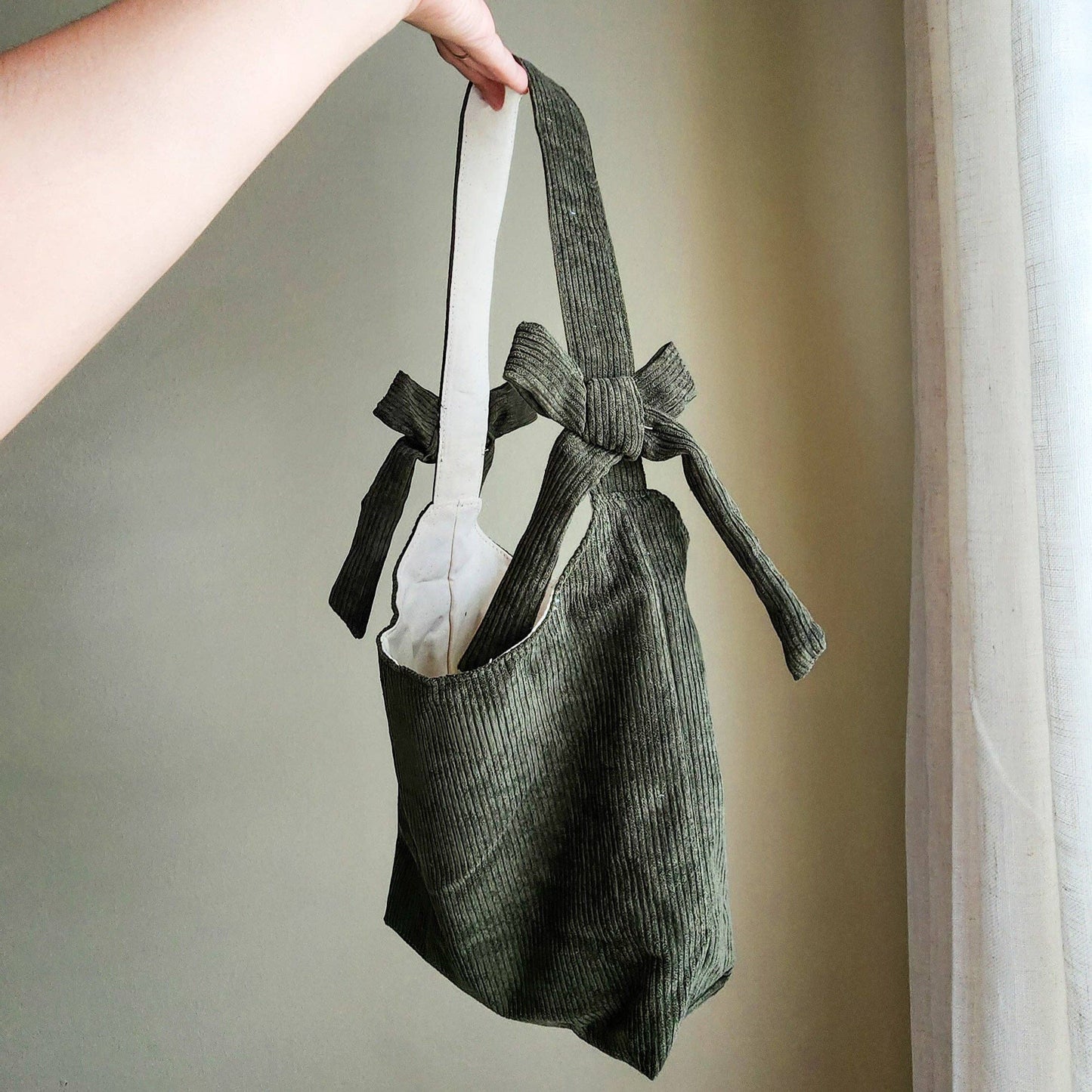 Booked and Busy Corduroy Bow Tote Bag