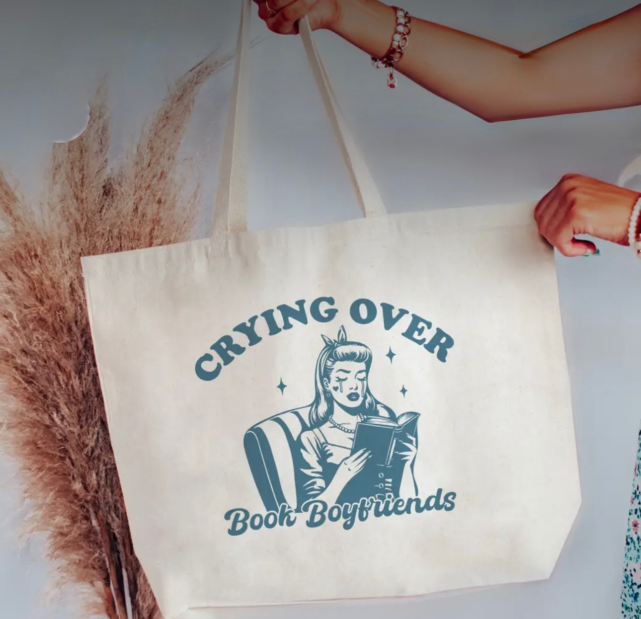 Crying over book boyfriends tote