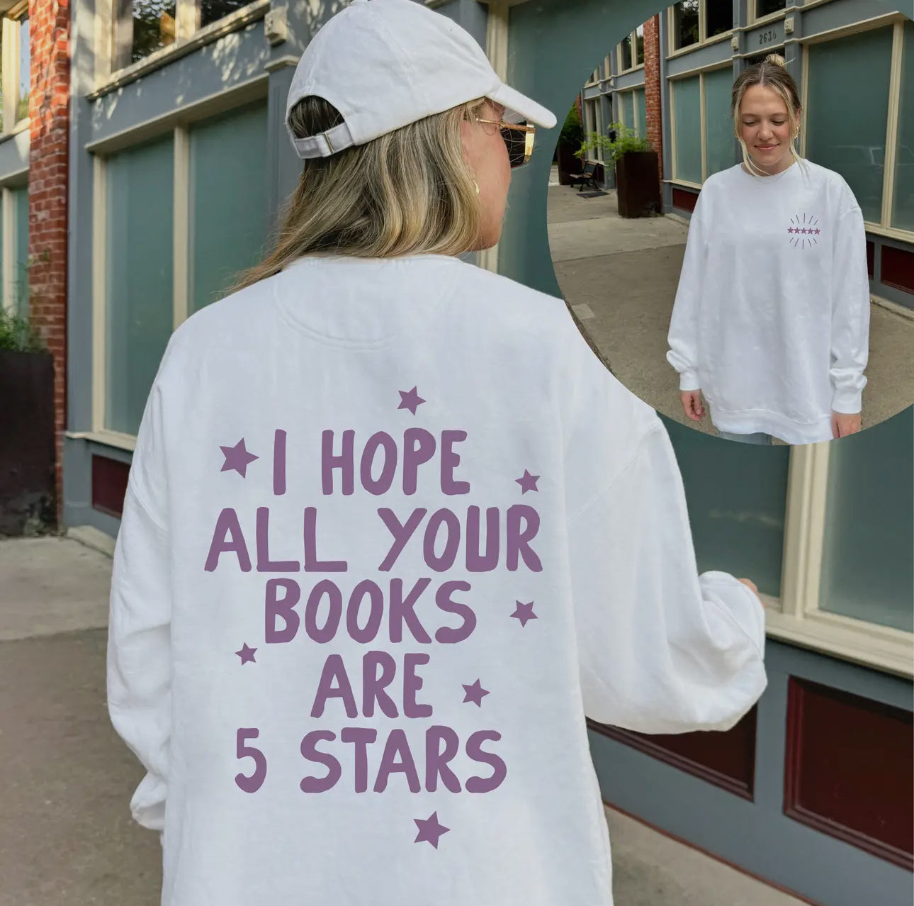 I Hope All Your Books Are 5 Stars White bonfire sweatshirt