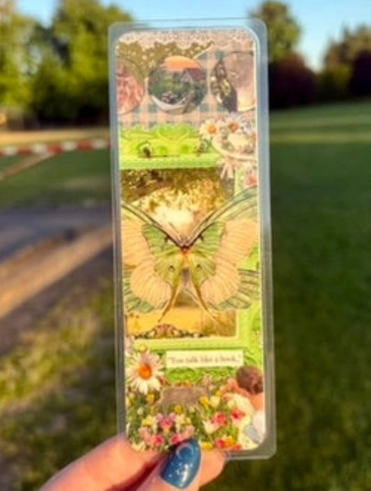 Cottagecore green collage bookmark