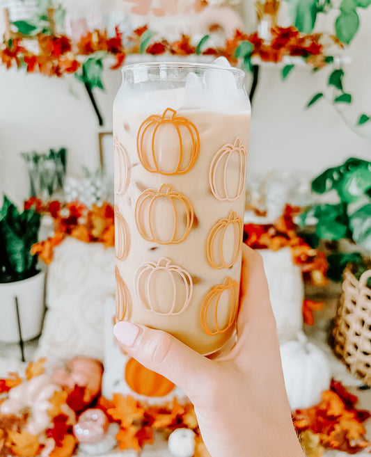 🍂 Pumpkin Patch Glass – 20oz with Bamboo Lid
