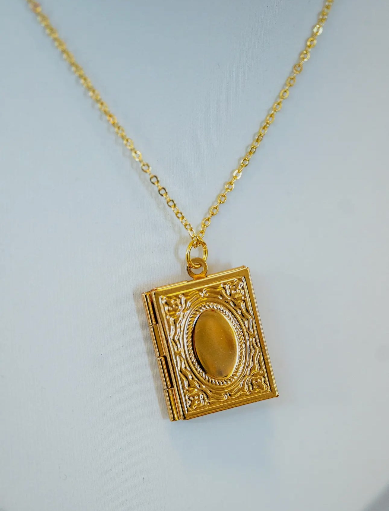 Gold Book Locket Necklace