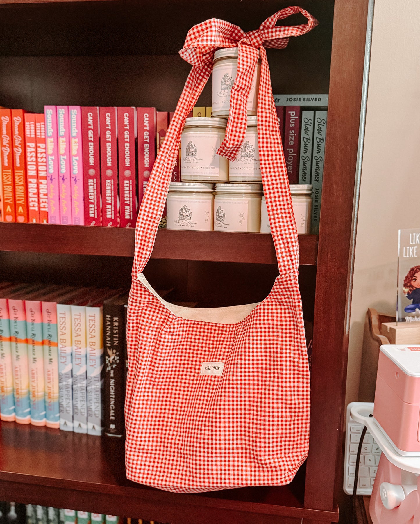 Gingham Book Lover Tote 📚❤️