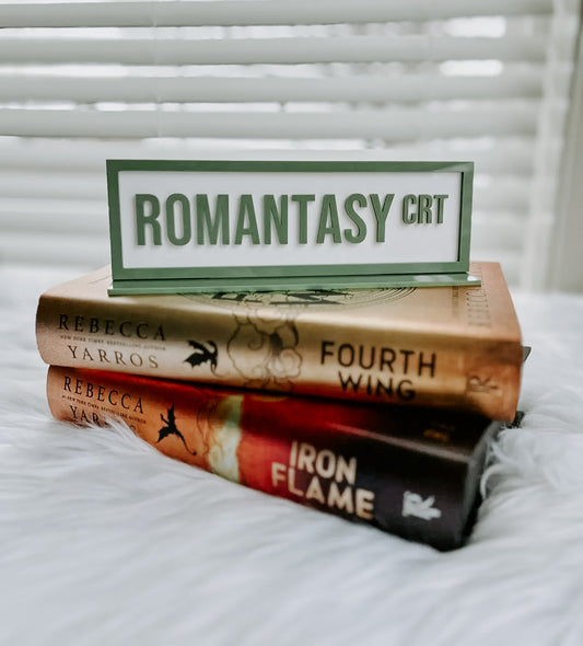 Romantasy Crt Acrylic Shelf Sign with Stand – Green