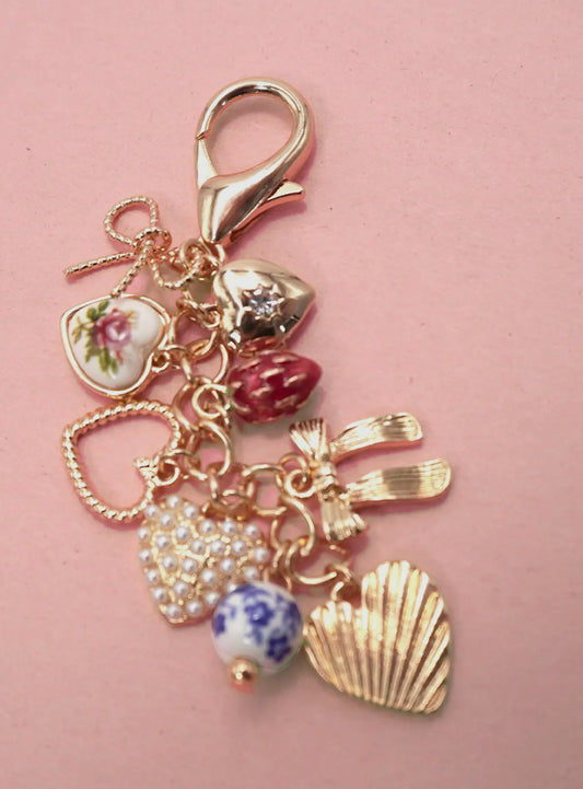 Porcelain Hearts & Bows Charm Clip