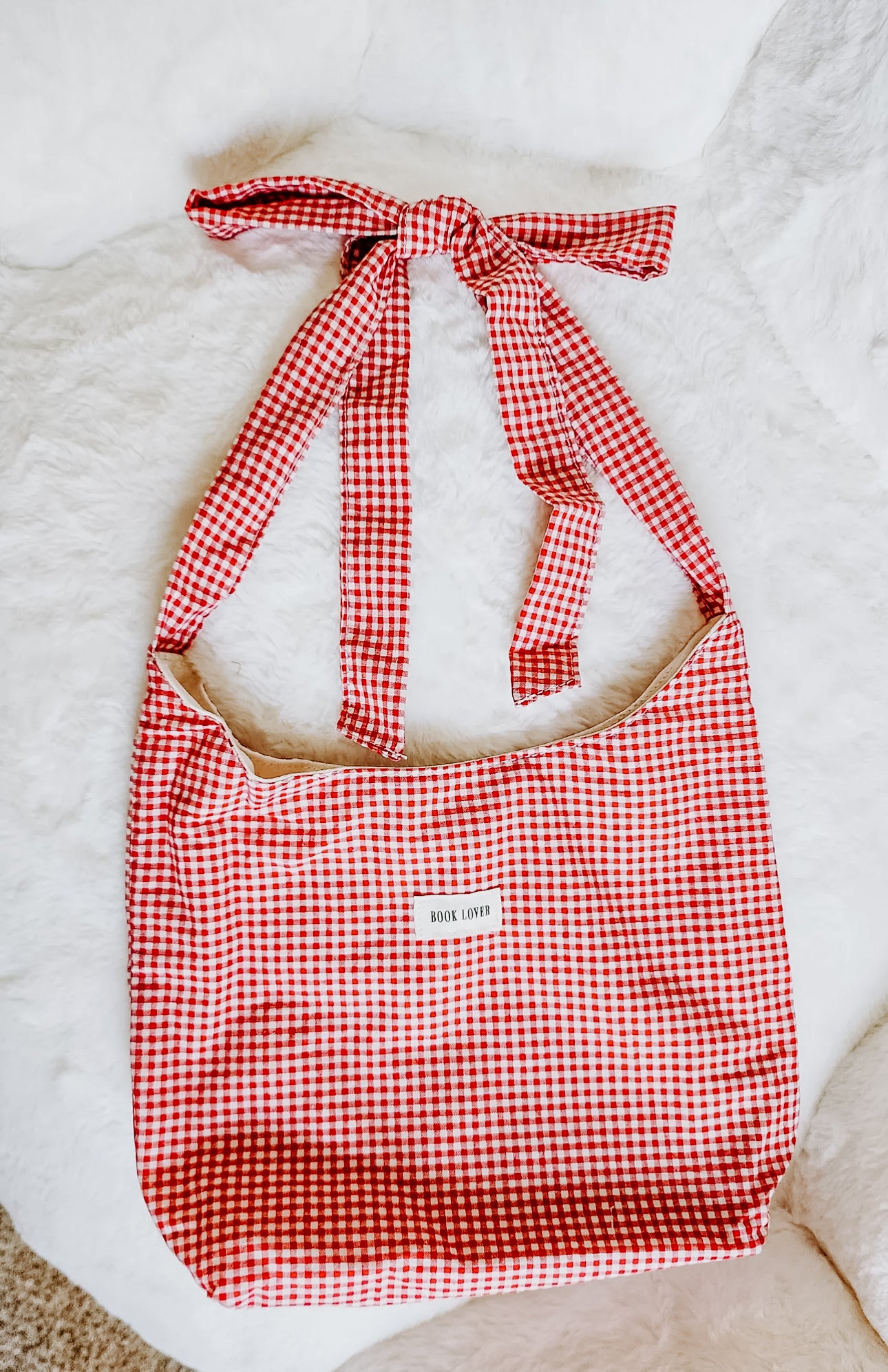 Gingham Book Lover Tote 📚❤️