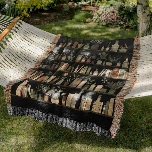 Librariancore Bookshelf Woven Throw Blanket