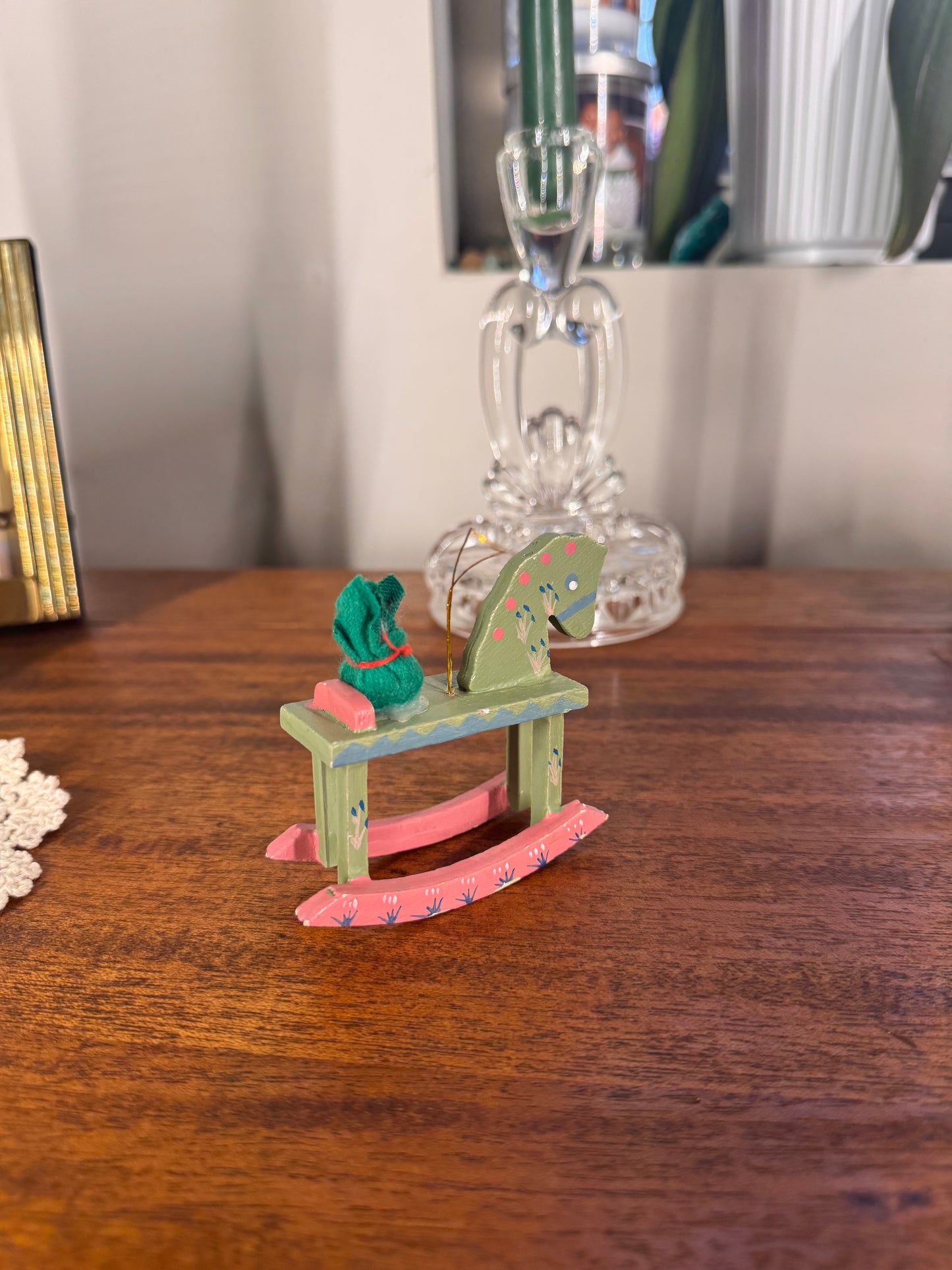 Vintage Wooden Rocking Horse Ornament