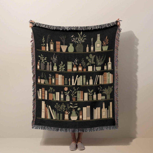 Librariancore Bookshelf Woven Throw Blanket
