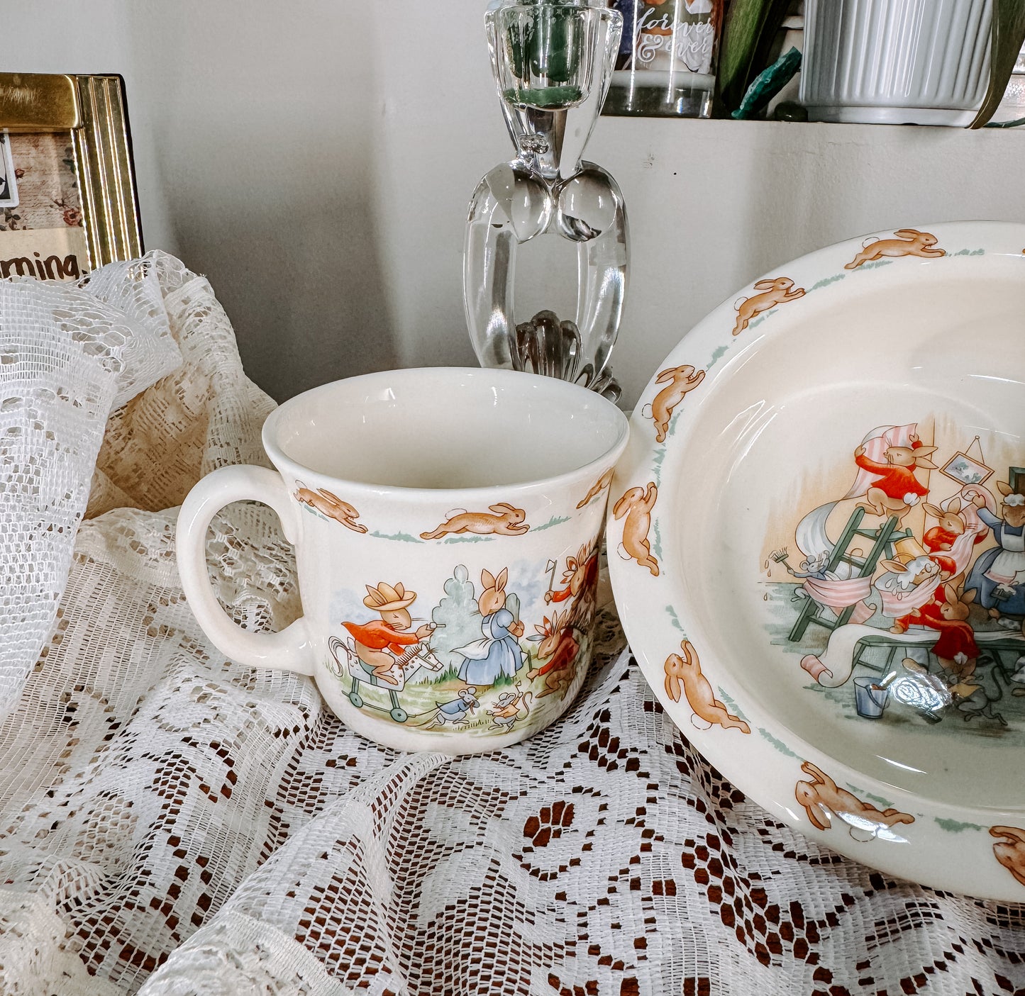 Vintage Bunny Storybook Children’s Dish Set (3-Piece)