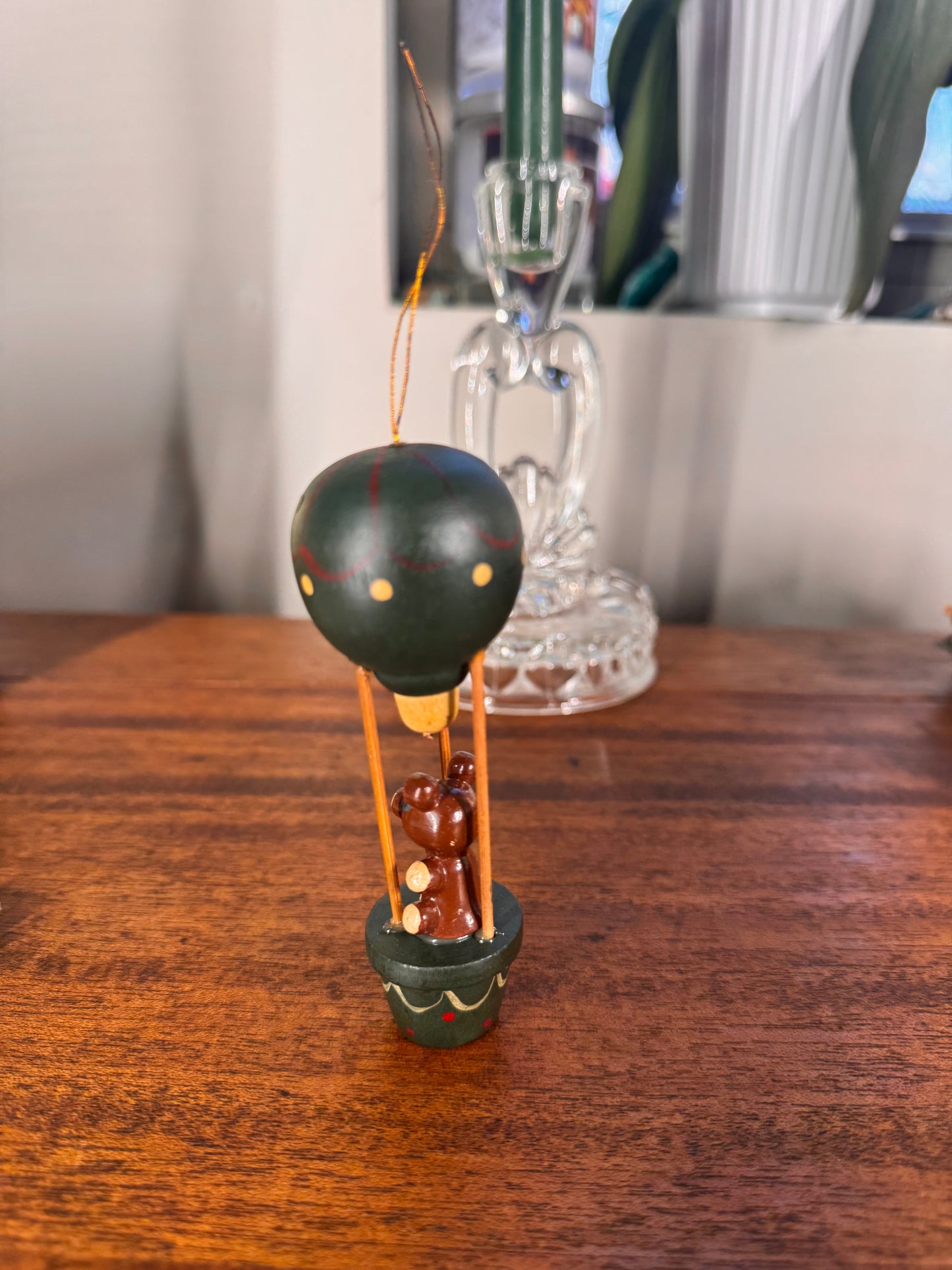 Vintage Hot Air Balloon Bear Ornament