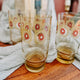 Vintage Amber Floral Drinking Glasses – Set of 4