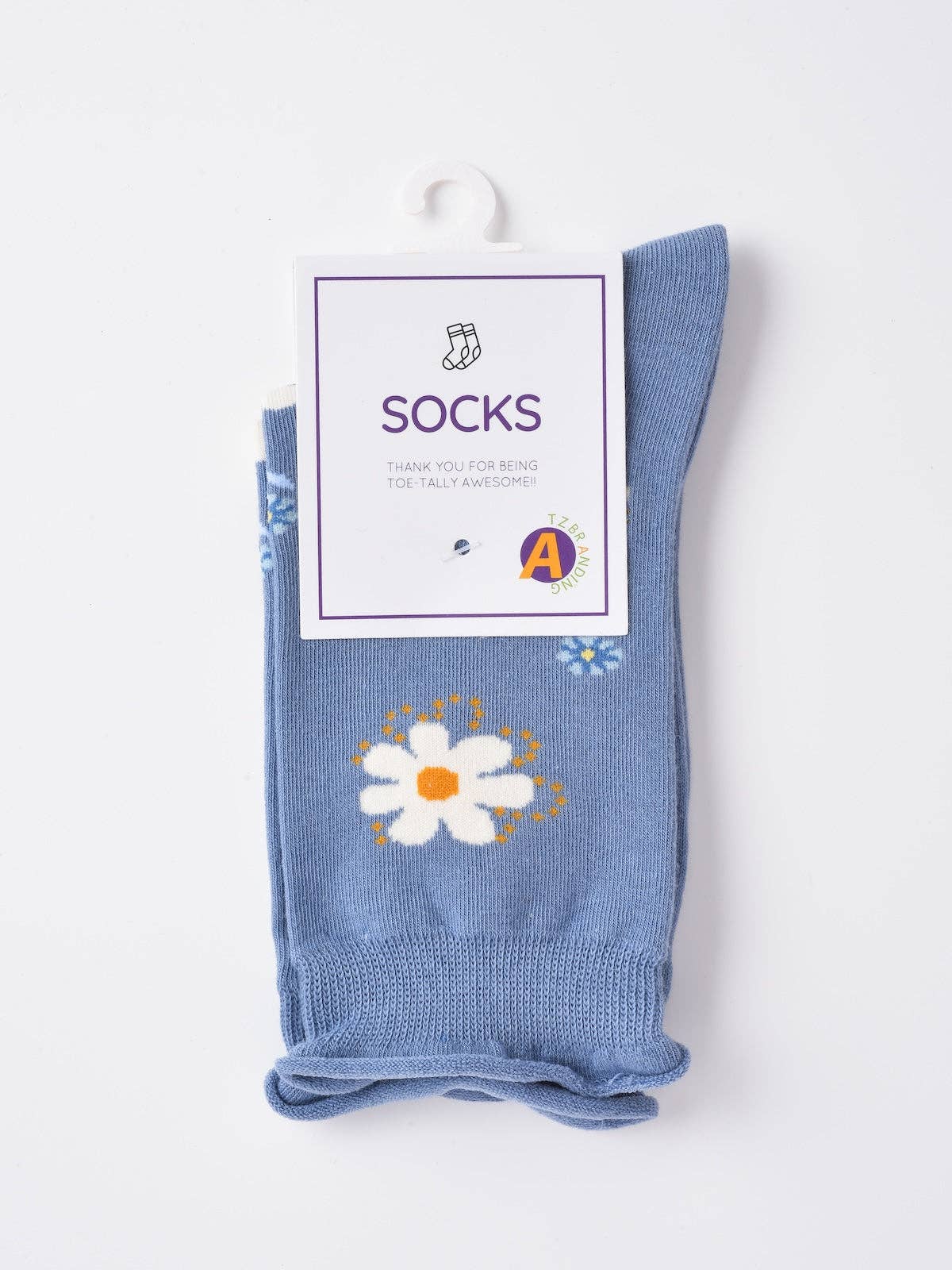 Blue Daisy Embellished Socks