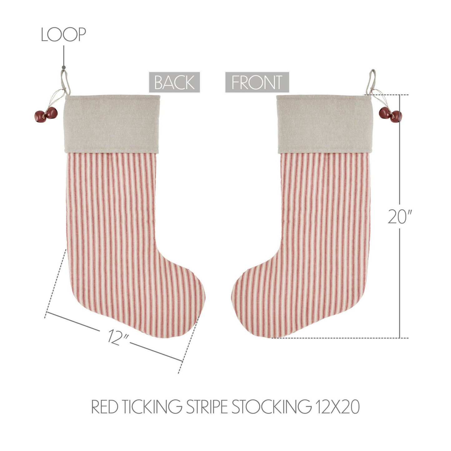 Vintage Red Ticking Stripe Stocking
