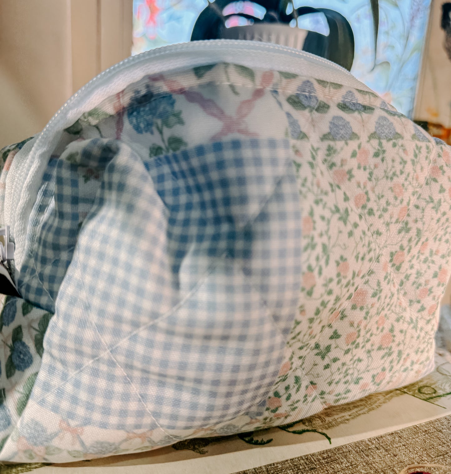 Handmade XL Quilted Makeup Pouch