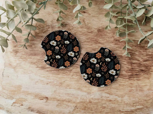 Midnight Daisy Car Coaster Set