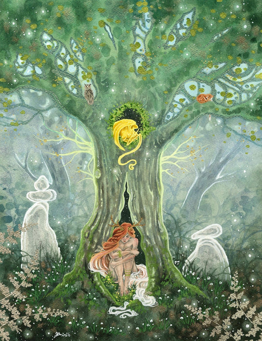 Vernal Rest Woodland Dragon Art Print