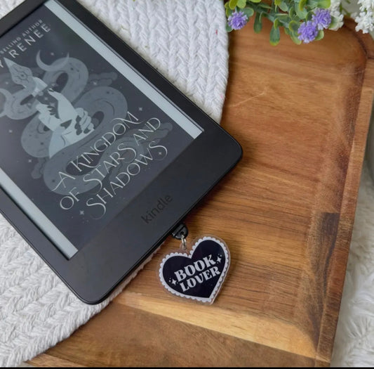 Book Lover Heart Dust Plug Charm (Double-Sided)