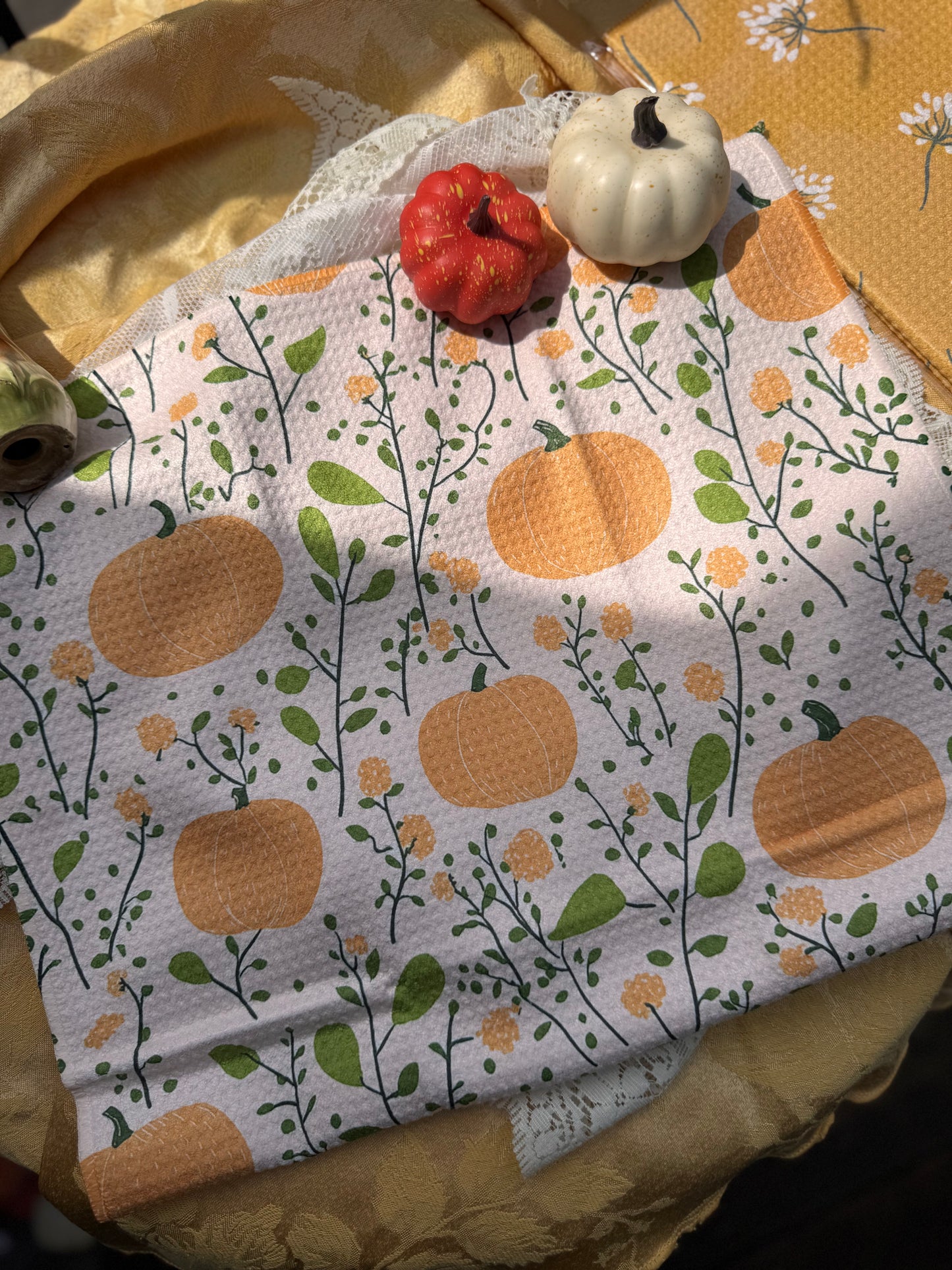 🍁 Pumpkin Botanical Tea Towel