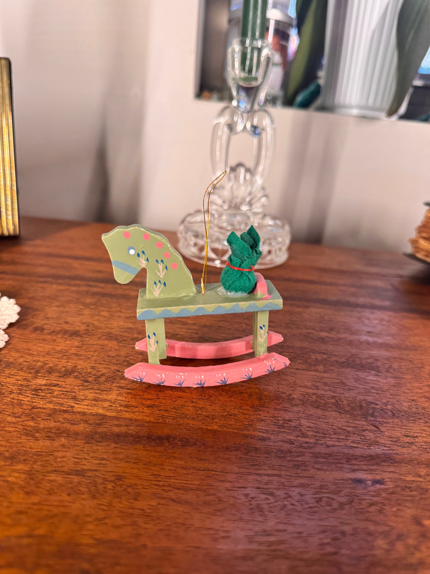 Vintage Wooden Rocking Horse Ornament