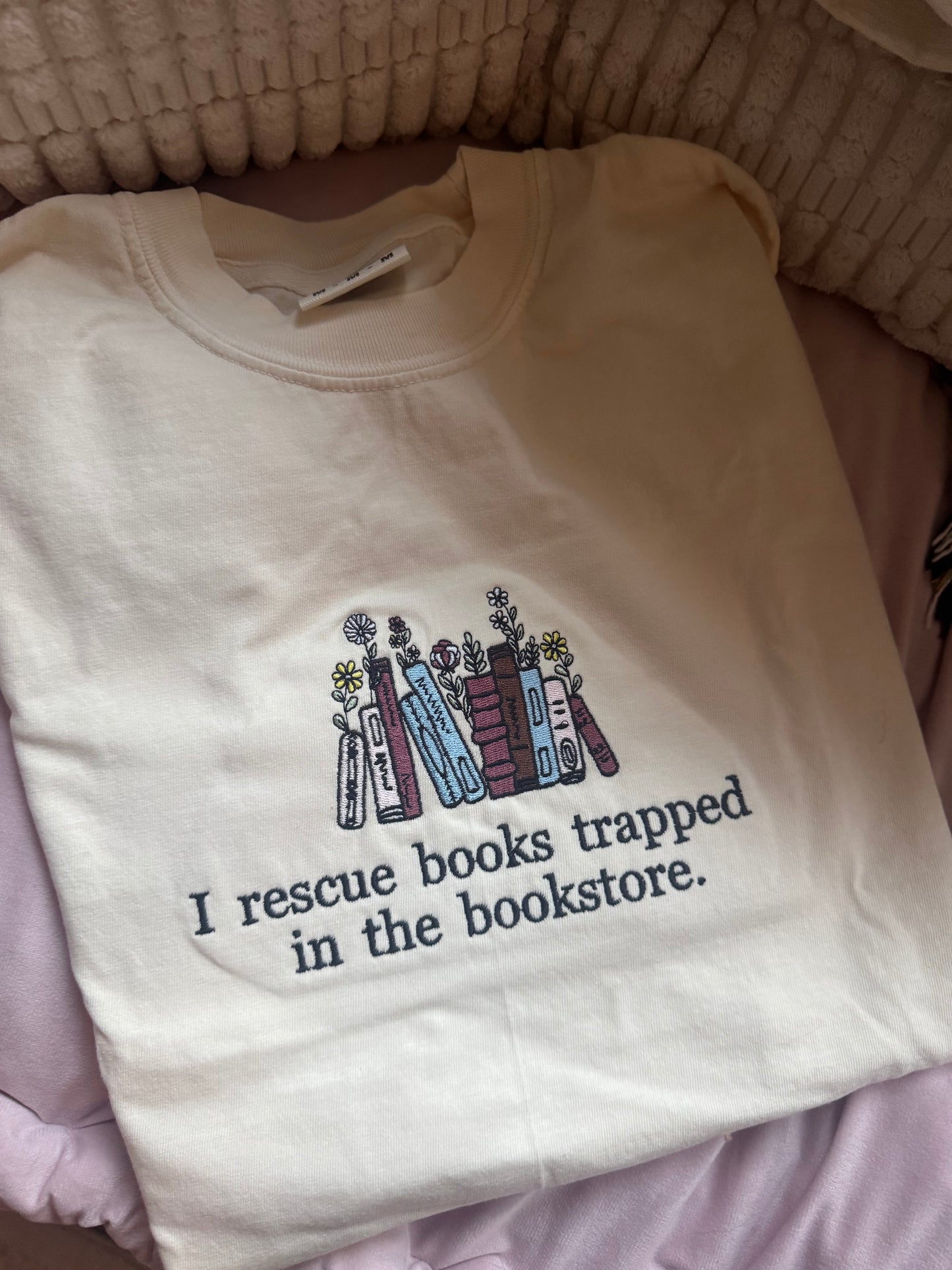 I Rescue Books Embroidered Tee